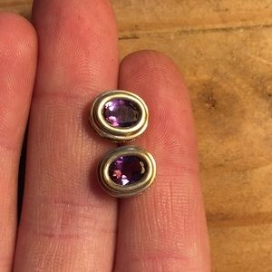 10k gold earrings with purple stone
